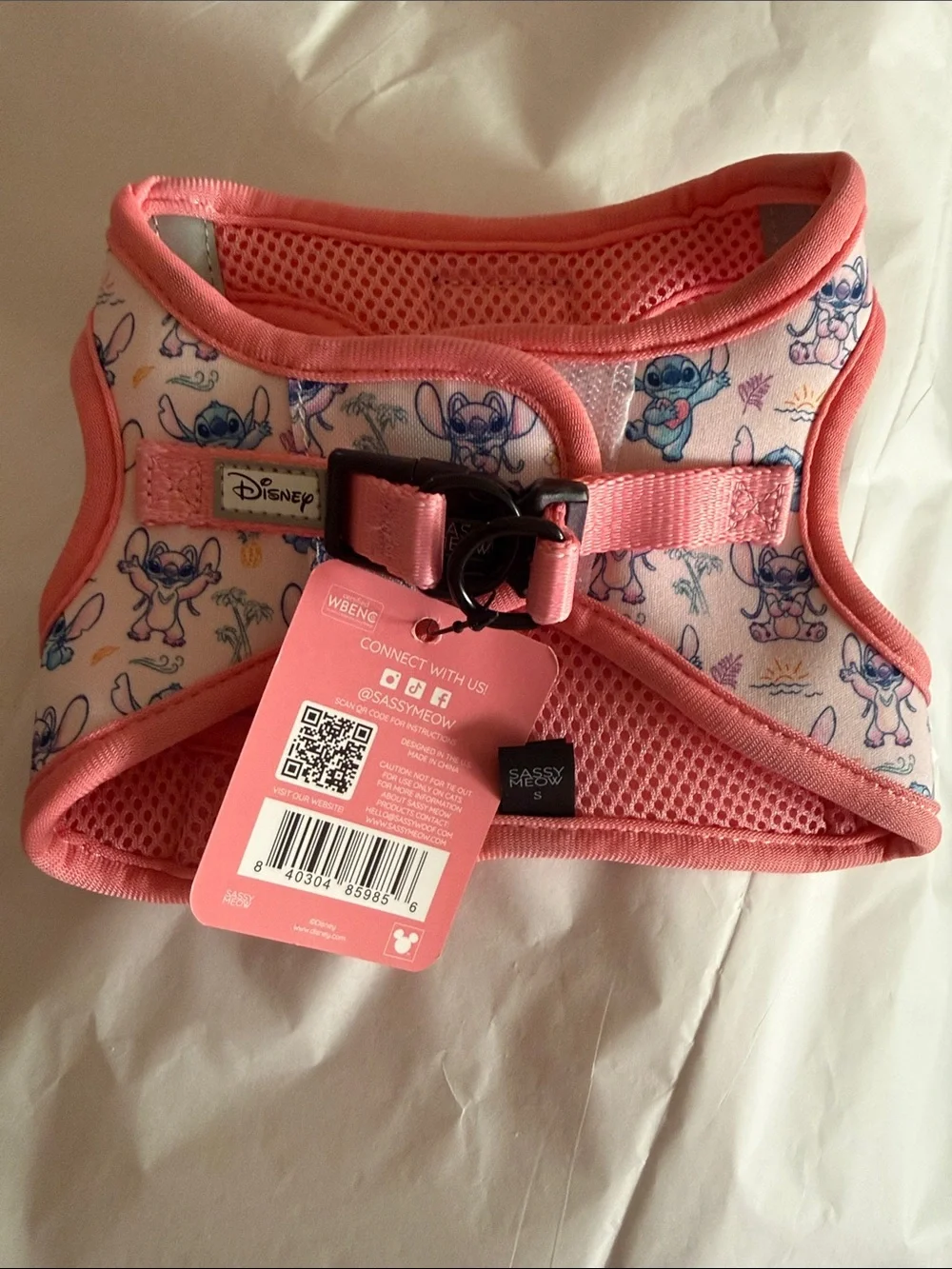 Sassy Meow Disney Pink Stitch Pet Harness